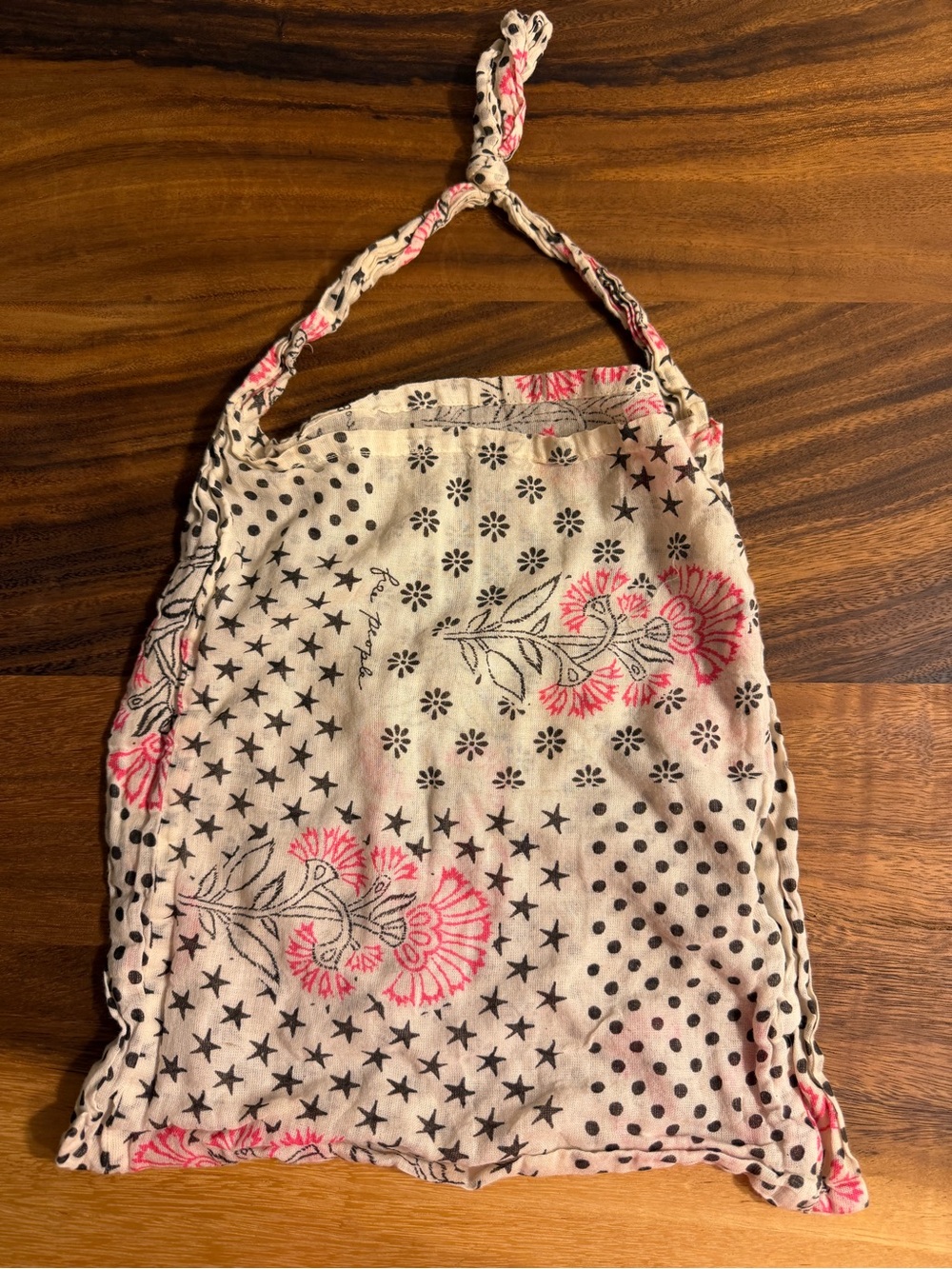 Free People Cream Floral Bandana-Print Shoulder Bag with Pink Accents